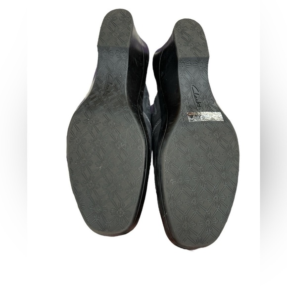 Clarks Flamingo Leather Toggle Slip On Clogs Dark Charcoal Gray Women’s Size 10M - Picture 5 of 8
